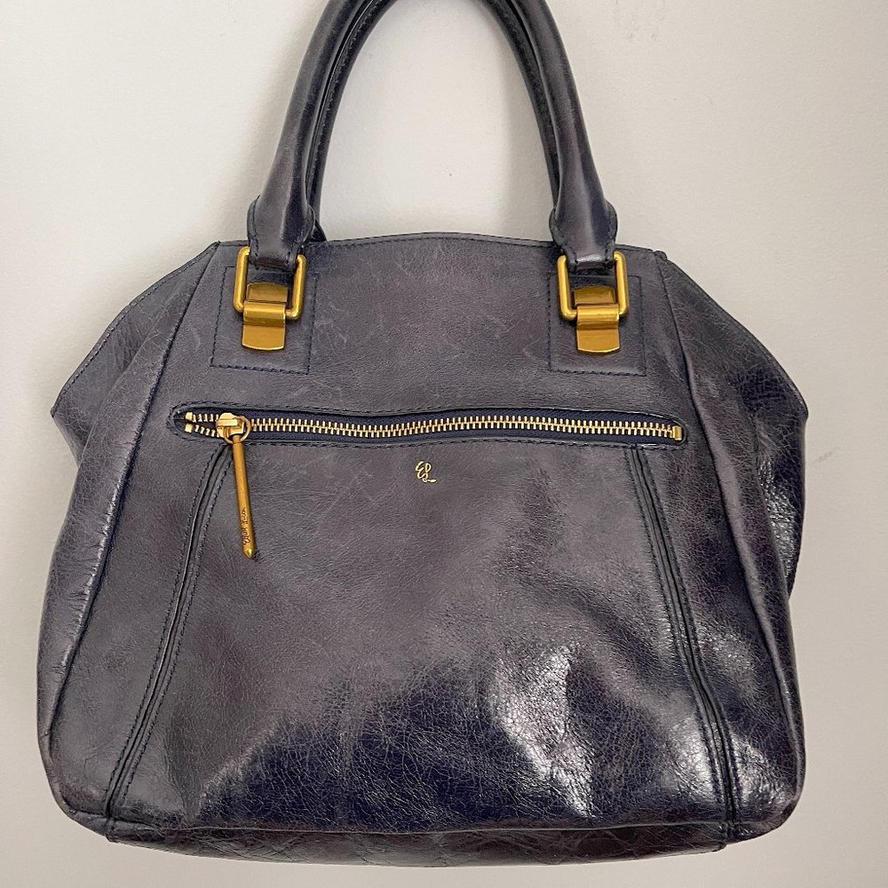 Elliott Lucca Navy Leather Satchel Bag